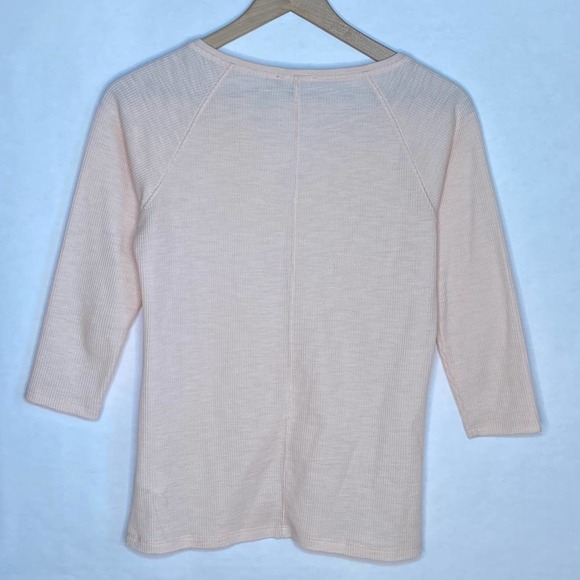 Lilla P Quarter Sleeve V-Neck Casual Thermal Top Pastel‎ Pink Extra Small - Picture 5 of 9
